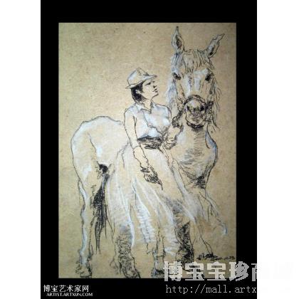 彭阳 女子和马 类别: 色粉画